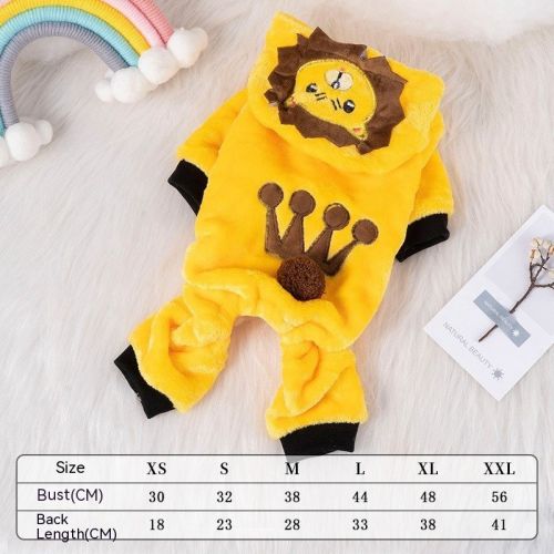 Autumn And Winter Thermal Coral Fleece Transformation Lion Dog Clothes